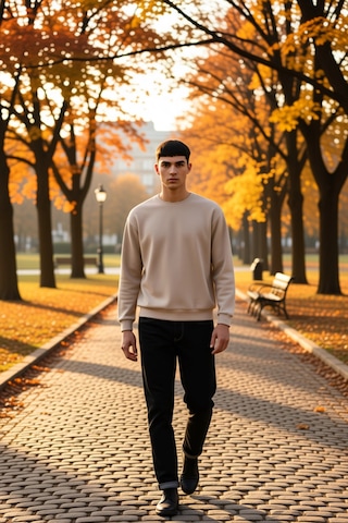 Benerly Erkek Bisiklet Yaka Standart Kol Oversize Waffle Dokuma Sweatshir Camel