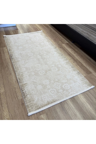 Hoom Rugs Decor 1135 Vizon Yün Tuşeli Pamuk Taban Halı Vizon