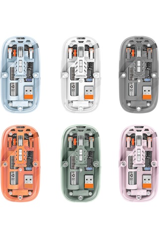 Lemestar Turuncu Şeffaf Kablosuz Mouse - 2.4g Tek Mod - Şarj Edilebilir - Usb Alıcı İle Hızlı Bağlantı Diğer