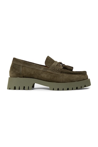 Deery Kadın Hakiki Süet Haki Püsküllü Loafer - 02035zhakc03