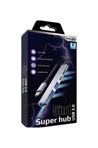 5in1 Metal Usb Hub Yüksek Hızlı Çoklayıcı, 5 Bağlantı Noktalı, Dayanıklı Ve Taşınabilir Tasarım 44193773