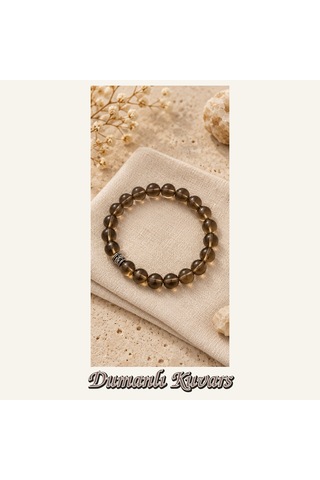 Dumanlı Kuvars Taşı Bileklik 8 Mm, Unisex, Elastik Çok Renkli