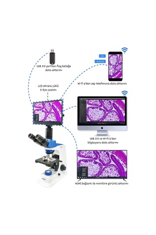 Ece Opto-edu 11.6" Lcd Ekranlı Mikroskop Kamerası 8.0mp Usb Hdmı Wi-fi Bağlantılı