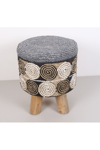 Rafya Puf & Stools-doğal Teak Gövde 42x50 Cm Mix