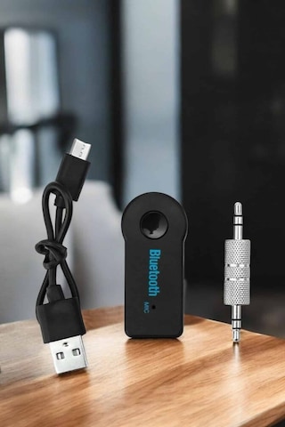 Kablosuz Bluetooth Aux Araç Kiti Siyah Hafıza Kartlı - 4992