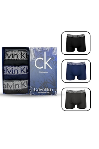 Calvin Klein 3'lü Boxer Set %100 Organik Pamuk Antrasit - Lacivert