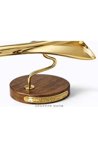 Lüks Pirinç Concorde Uçak Biblo Masaüstü Dekoratif Obje Hediyelik Uçak Figürü 20 Cm X 23 Cm