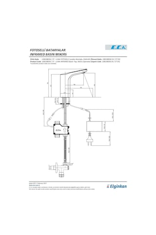 Eca 108108056 Luna Tek Su Girişli Fotoselli Lavabo Bataryası