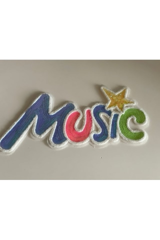 24x13 Cm Renkli Music Yıldızlı Yazılı Aplike Renkli