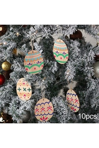 Lijinxu Magideal Paskalya Ahşap Asılı Hediye Etiketleri Dıy El 7cmx5.8cm