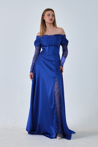 Feminist Saks Kolları Dantel Detaylı Drapeli Abiye 9705561.26