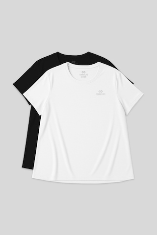 Tommylife Rahat Form 2li Paket Siyah-beyaz Battal Kadın T-shirt - 97308 Siyah-beyaz
