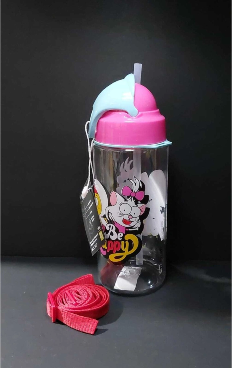 Tritan Matara Pipetli Kral Şakir Desenli 500 Cc Pembe Pembe