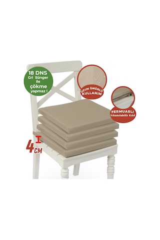 Xpermate 4'lü Sandalye Minderi Su İtici Kumaş 40 x 40 CM Bej