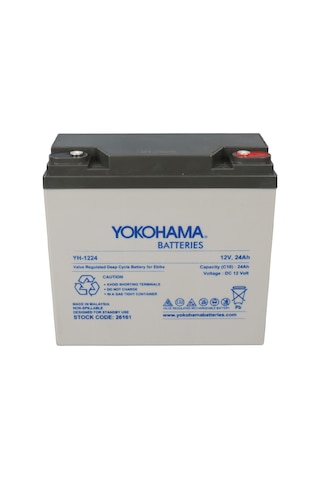 Yokohama 12 Volt - 24 Amper Elektrikli Bisiklet Aküsü Yh-1224 180x76x167 Mm