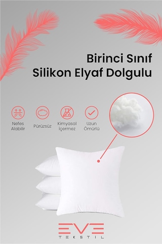 Eve Tekstil 4 Adet Silikon Elyaf Dolgulu Kare Kırlent Iç Yastığı 350 G