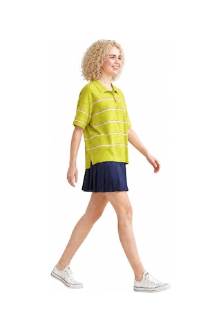 Maison Velora Kadın Yeşil Wardrobe Essentials Yazlık İplik Çizgili Polo Yaka Triko Bluz Yeşil 885107402 Yeşil