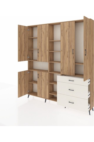 Arges Dolap 13 Raflı 3 Çekmeceli 6 Kapaklı 220x30x243 Çam-çam/aytaşı Atlas Çam/aytası