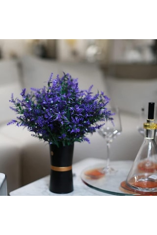 6lı Set Yapay Çiçek MOR Lavanta 7 Dallı Plastik Dekoratif Yapay Bitki