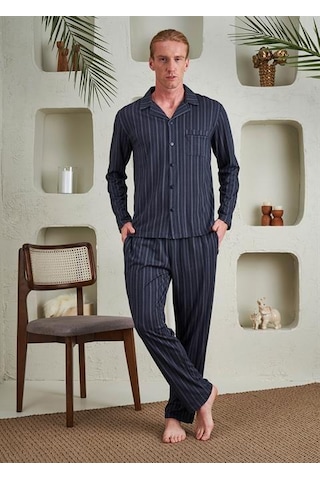 Relax Mode Erkek Gömlek Pijama Takım- 10796 Lacivert
