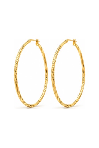 Burgulu Dokulu Halka Küpe Gold Gold