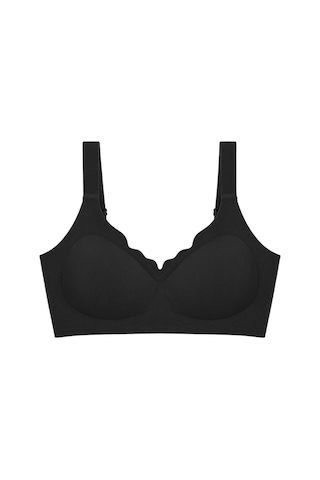 Cottonill Seamless Bra - Mirena Siyah Lazer Kesim Rib Dokulu Toparlayıcı Balensiz Kadın Sütyen