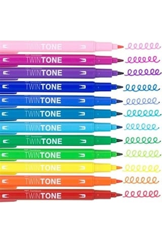 Tombow Rainbow Twintone Çift Uçlu Marker Kalem Seti 12 Li
