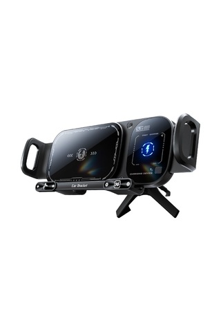 Geeroyoo Manyetik Kablosuz Araç Şarj Desteği, Otomatik Sıkma, Çift Bobinli Siyah