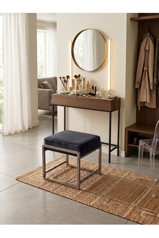 Pure Gri Ayaklı Babyface Puf 50x40x45 Cm - Modern Bench Antrasit