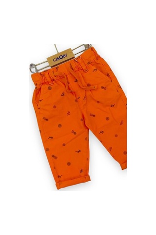 Erkek Bebek Yaz Teması Desenli Beli Lastikli Pantolon-11670-turuncu Turuncu