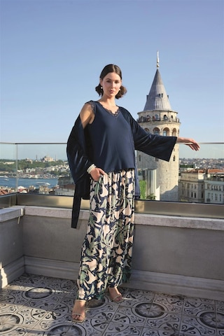 Aria's Closet Arias Closet Yaprak Desenli Ve Dantelli 3lü Pijama Takımı Lacivert