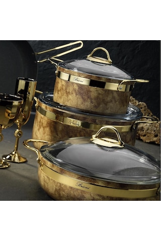 Brioni Royal Stone 7 Parça Tencere Kaplangözü Altın Rsbg11101