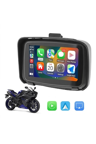 Su Geçirmez 5 İnç Güneşlikli Ips Dokunmatik Ekranlı Taşınabilir Kablosuz Carplay Android Auto Gps Motosiklet