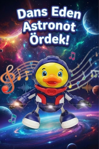 Dans Eden Astronot Ördek Işıklı Müzikli Hareketli Eğitici Bebek Ve Çocuk Oyuncağı Hayvanlar