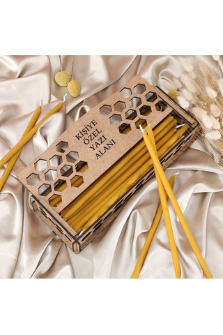 Kişiye Özel Yazı Alanıyla El Yapımı Bal Mumu Seti