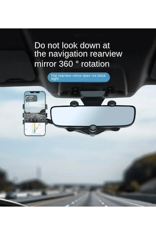 Araç İçi Telefon Tutucu Ergonomik Rahat Kullanım Dikiz Aynasına Montaj 360 Derece Dönebilen