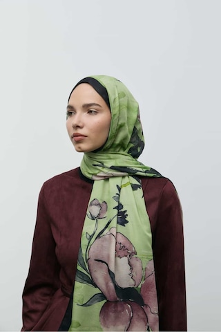 Moda Kaşmir Nileya Desen Pamuk Şal Siyah-yeşil