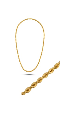 14 Ayar Altın Halat Zincir Kolye 6 Mm Sarı