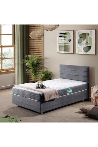 Sofia Tek Kişilik Baza Başlık Comfort Yatak Seti Gri 100 x 200