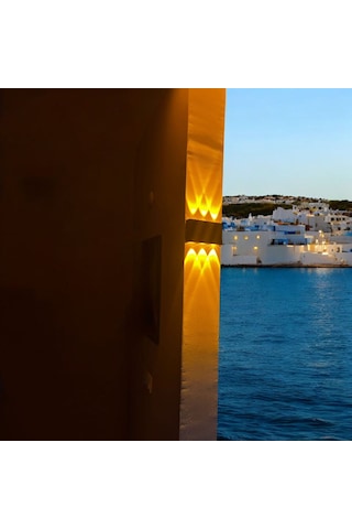 12 Watt Amber Işık Ledli, Elektrikle Çalışır, Bahçe - Villa Duvar Aydınlatma Armatürü, Amber Aplik Amber