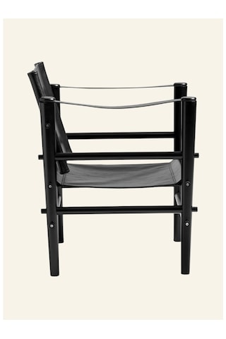 Cinas Noble Safari Lounge Koltuk Bambus Gövde Deri Oturum Skandinav Tarz 61x59x79 Cm Sandalye Siyah
