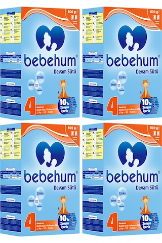 Bebehum 4 No Devam Sütü 12 Ay+ 800 Gr X 4 Adet