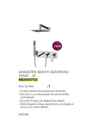 Bien Water Flowbox Ankastre Banyo Bataryası 3F Krome Full Set
