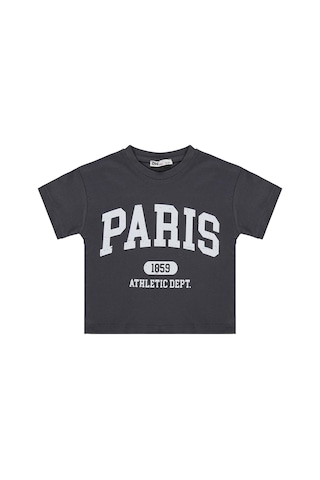 Civil Girls Paris Baskılı 2-5 Yaş Tişört - Gri Antrasit