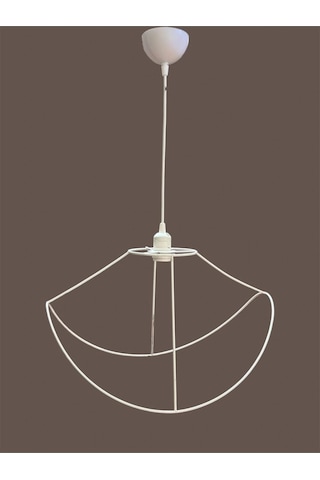 Yaprak Avize Teli , İskeleti Büyük Boy 50x32 Cm Beyaz Statik Boyalı Duy Takımı Dahil Beyaz