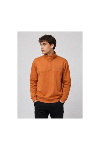 Neco Giyim Erkek Dik Yaka Fermuarlı Günlük Spor Sweatshirt Turuncu Turuncu