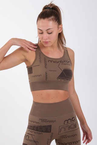 Maraton Active Slimfit Kadın Atlet Yaka Kolsuz Koşu Kakao Bra 813065-Kakao
