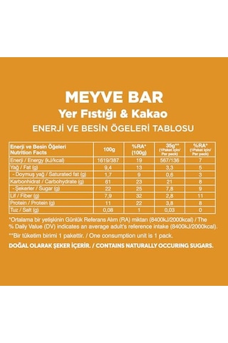Fellas Meyve Bar, Yer Fıstığı Ve Kakaolu, 35gr X 12 Adet