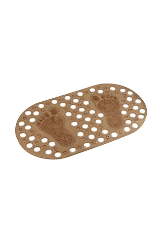 Premium Serisi Banyo - Küvet İçi Kaydırmaz Vantuzlu Ayak Desenli Paspas 66,5 X 36,5 Cm, Kahve Çok Renkli