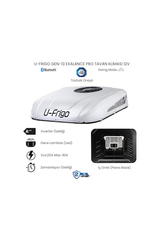 U-frigo Araç Tavan Park Kliması 12v 40 Amper Gen13 Exalance Pro Karavan,servis Aracı,dolmuş Minibüs